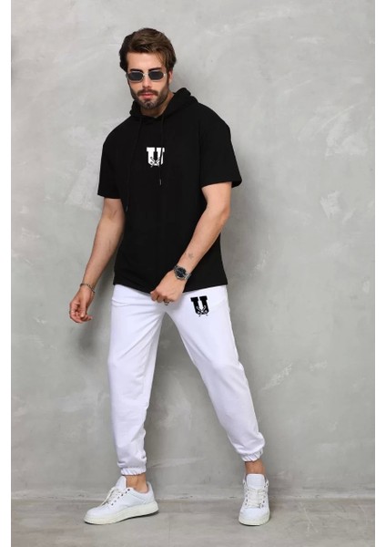 Unisex Kapşonlu Oversize T-Shirt Takım - Siyah fiyatları