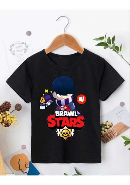 Unisex Bisiklet Yaka Kısa Kol Baskılı Çocuk T-Shirt - Siyah fiyatları