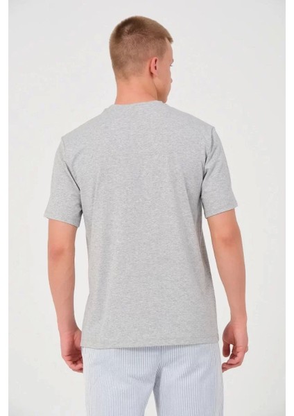 Unisex Düz Biskilet Yaka Oversize T-Shirt - Gri