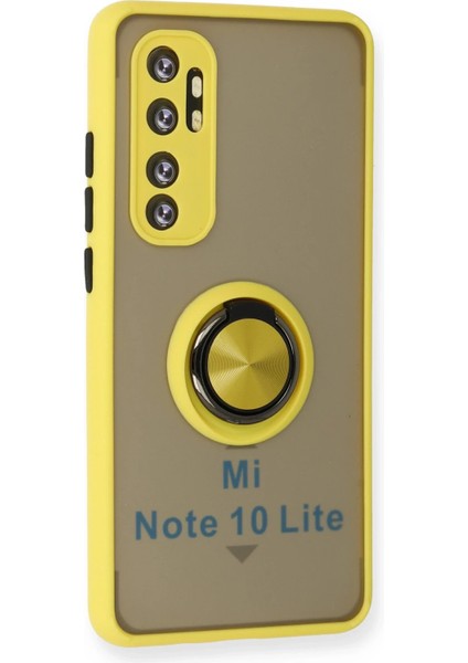 Xiaomi Mi Note 10 Lite Kılıf Montreal Yüzüklü Silikon Kapak - Sarı Bstmy