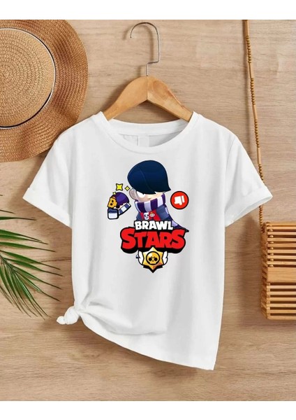 Unisex Bisiklet Yaka Kısa Kol Baskılı Çocuk T-Shirt - Beyaz fiyatları