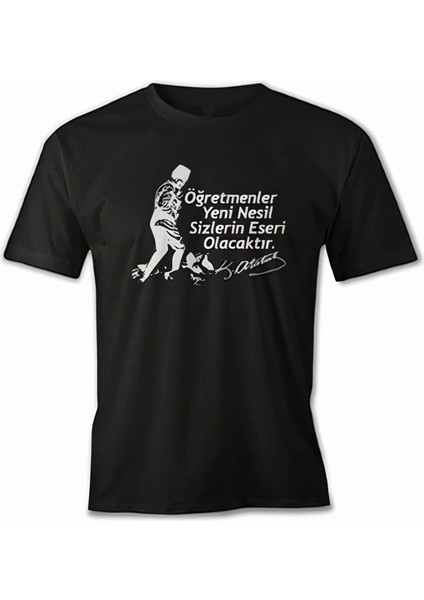 24 Kasım Öğretmenler Baskılı T-Shirt - Siyah