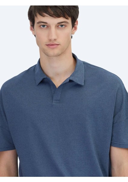 Lacivert Polo Yaka Pamuk Karışımlı T-Shirt fırsatları