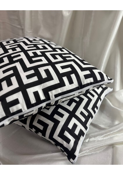 2 Adet Labirent Fermuarlı Yastık Kılıfı | 50X70 cm | %90 Pamuk