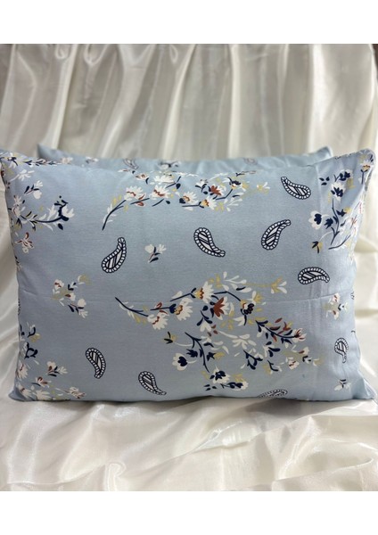 2 Adet Mavi Etnik Fermuarlı Yastık Kılıfı | 50X70 cm | %90 Pamuk