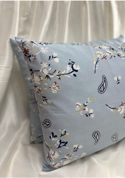 2 Adet Mavi Etnik Fermuarlı Yastık Kılıfı | 50X70 cm | %90 Pamuk