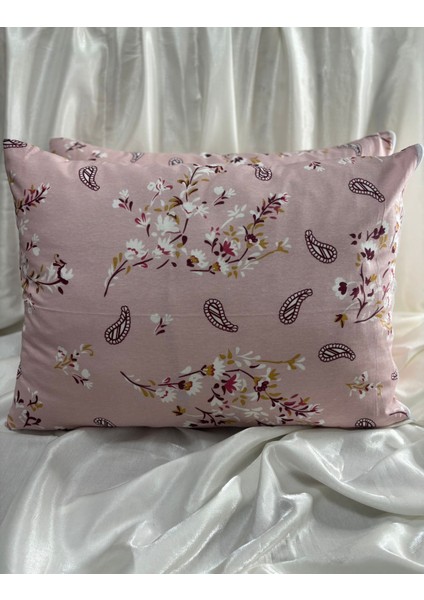 2 Adet Pembe Etnik Fermuarlı Yastık Kılıfı | 50X70 cm | %90 Pamuk