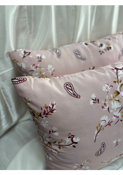 2 Adet Pembe Etnik Fermuarlı Yastık Kılıfı | 50X70 cm | %90 Pamuk