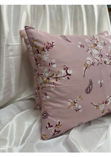 2 Adet Pembe Etnik Fermuarlı Yastık Kılıfı | 50X70 cm | %90 Pamuk