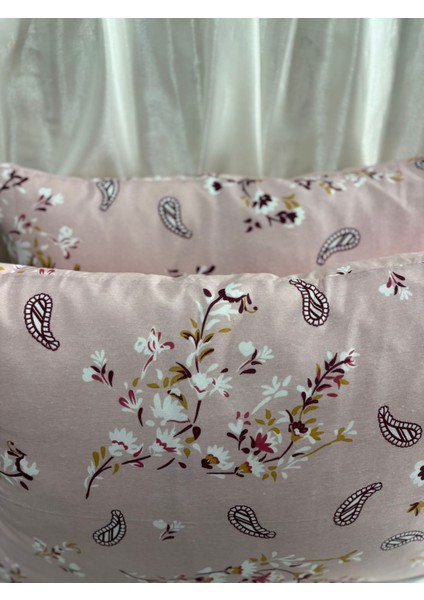 2 Adet Pembe Etnik Fermuarlı Yastık Kılıfı | 50X70 cm | %90 Pamuk
