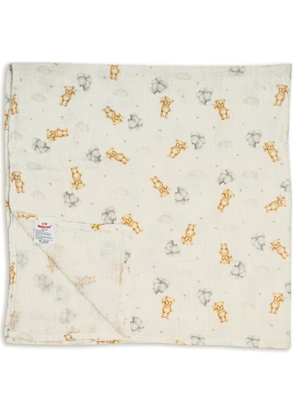 Müslin Örtü ve Pike %100 PAMUK-120X120CM-HAPPY Bear fiyatları
