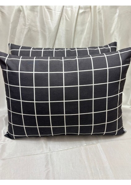 2 Adet Çizgili Fermuarlı Yastık Kılıfı | 50X70 cm | %90 Pamuk