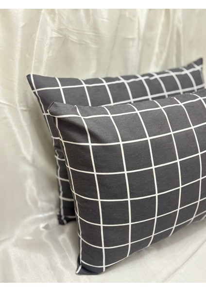 2 Adet Çizgili Fermuarlı Yastık Kılıfı | 50X70 cm | %90 Pamuk