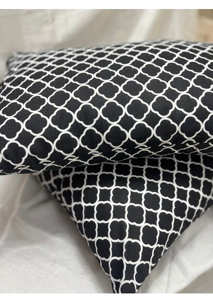 2 Adet Fermuarlı Siyah Zincir Yastık Kılıfı | 50X70 cm | %90 Pamuk