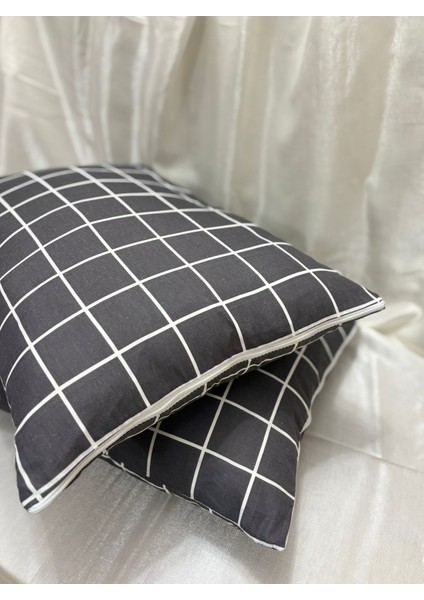 2 Adet Çizgili Fermuarlı Yastık Kılıfı | 50X70 cm | %90 Pamuk