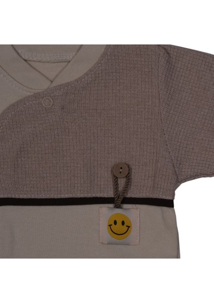 Yenidoğan Pamuklu Sevimli Emoji Desenli Patikli Yandan Çıtçıtlı Tulum 3-6 Ay fiyatları
