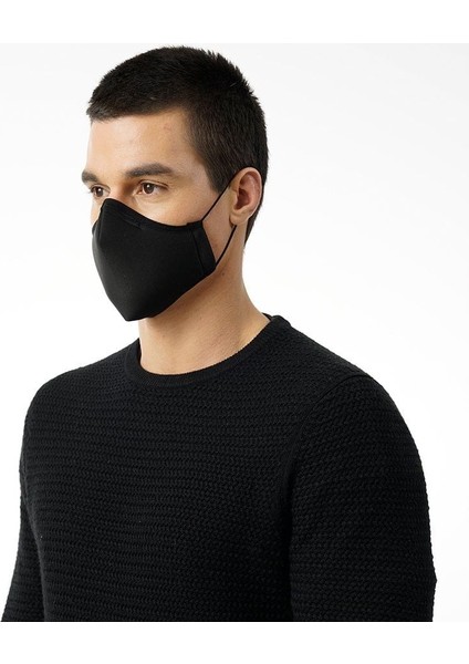 Unisex Örme Kumaş Maske Siyah M-Xl