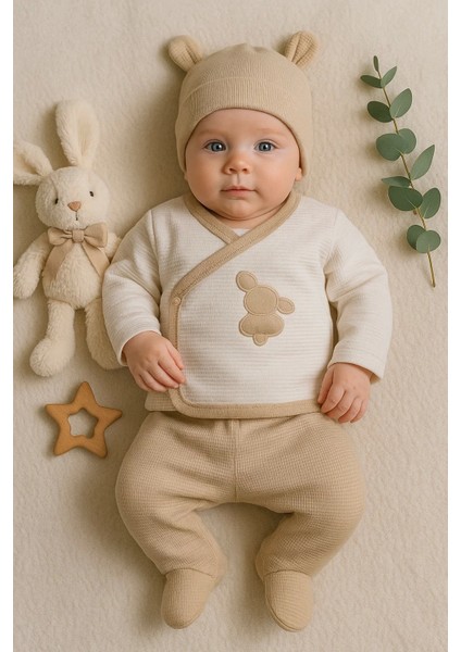 Waffle Tavşanlı 5 Parça %100 Pamuk Erkek Bebek Hastane Çıkışı