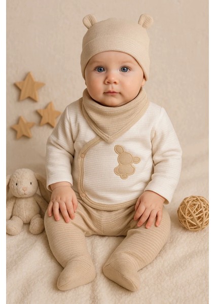 Waffle Tavşanlı 5 Parça %100 Pamuk Erkek Bebek Hastane Çıkışı fiyatları