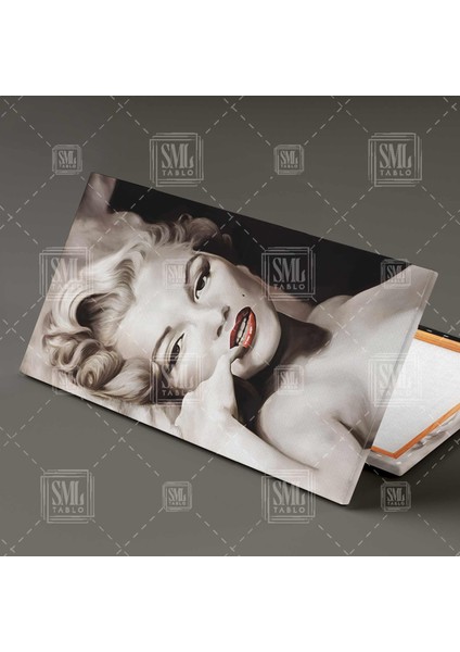 Marilyn Monroe Kırmızı Rujlu Kadın Hollywood Ikonu Enine Yatay Kanvas Tablo fiyatları