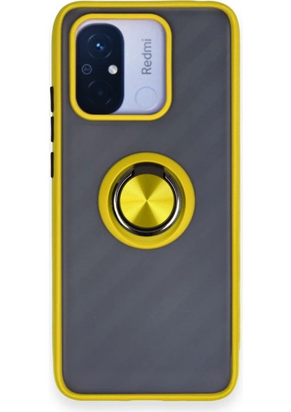 Xiaomi Redmi 12C Kılıf Montreal Yüzüklü Silikon Kapak - Sarı Bstmy