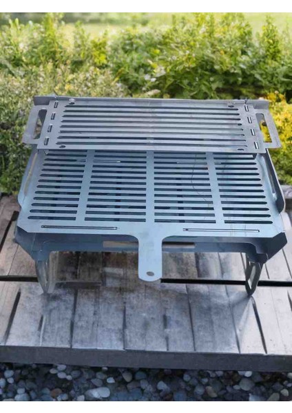 Kül Hazneli 2mm Katlanır İsteğe göre Portatif Ayaklı Büyük Mangal. Çantalı Şiş Hediyeli 50X30 Mangal.sebze Pişirme Hazneli