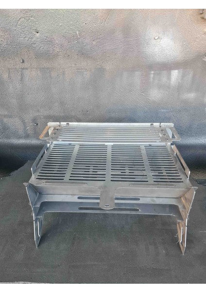 Kül Hazneli 2mm Katlanır İsteğe göre Portatif Ayaklı Büyük Mangal. Çantalı Şiş Hediyeli 50X30 Mangal.sebze Pişirme Hazneli