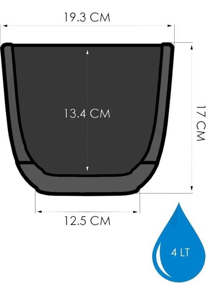 KRS-384 Dekoratif Plastik Mercan Kare Saksı 4 Litre No 4