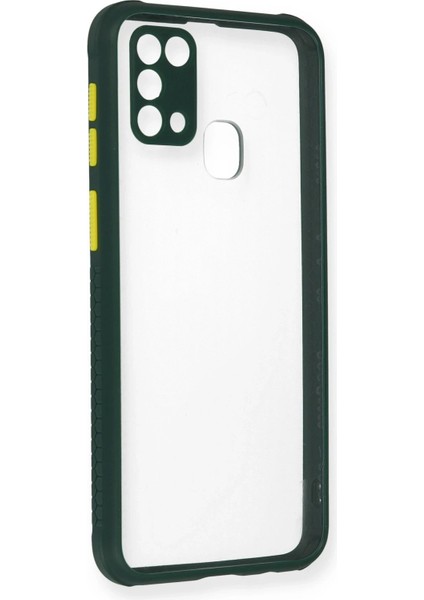 Samsung Galaxy M31 Kılıf Miami Şeffaf Silikon - Koyu Yeşil Bstmy