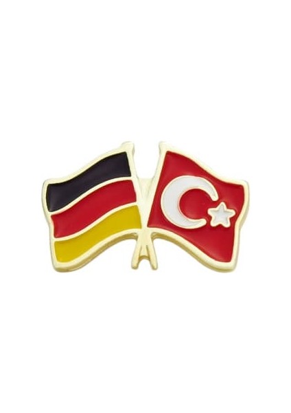 Gold Renk Almanya Türkiye Bayrak Yaka Rozeti 1 Adet