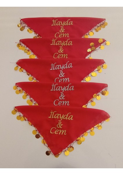 Halay Mendili Isimli Kişiye Özel Nakış Işlemeli Sünnet Kına Gecesi Düğün Nişan Mendili 10 Adet Mavi Yeşil Kırmızı ve Beyaz Renkler