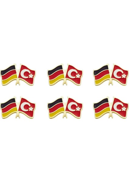 Gold Renk Almanya Türkiye Bayrak Yaka Rozeti 1 Paket 6 Lı