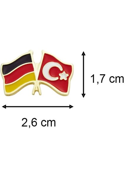 Gold Renk Almanya Türkiye Bayrak Yaka Rozeti 1 Paket 12 Li modelleri