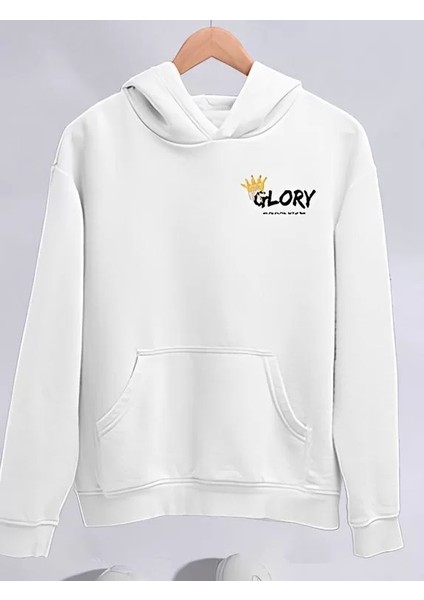 Kışlık Üç Iplik Kapüşonlu Sweatshirt - Beyaz