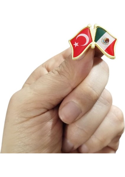 Metal Üzeri Damla Etiket Türkiye Meksika Bayrak Yaka Rozeti 1 Adet modelleri