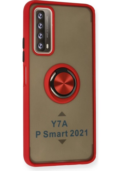 Huawei P Smart 2021 Kılıf Montreal Yüzüklü Silikon Kapak - Kırmızı Bstmy