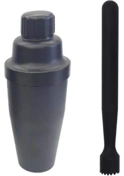Mojito Tokmağı Siyah 20.7 cm ve Kokteyl Shaker Polikarbon 700 cc Siyah Tokmak Seti 2li