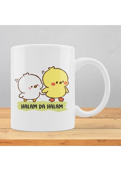 Sevimli Civcivler Baskılı Porselen Kupa Bardak ‘’Halam da Halam’’