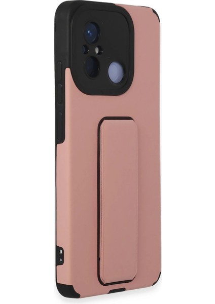 Xiaomi Redmi 12C Kılıf Mega Standlı Silikon - Pudra Bstmy