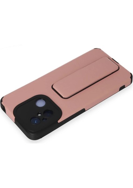 Xiaomi Redmi 12C Kılıf Mega Standlı Silikon - Pudra Bstmy