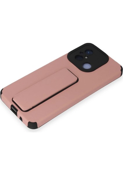 Xiaomi Redmi 12C Kılıf Mega Standlı Silikon - Pudra Bstmy