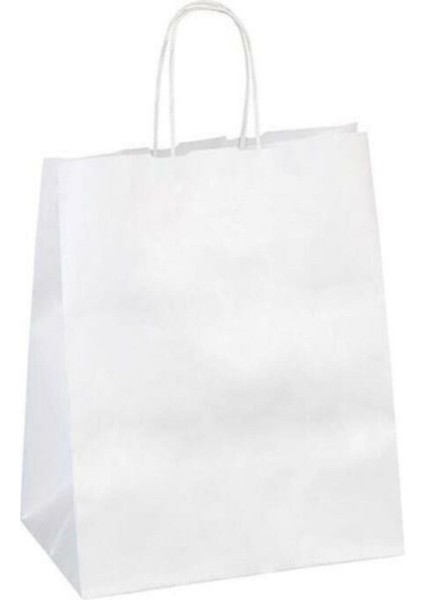 Beyaz Kraft Çanta 25X31X12CM 25 Adet