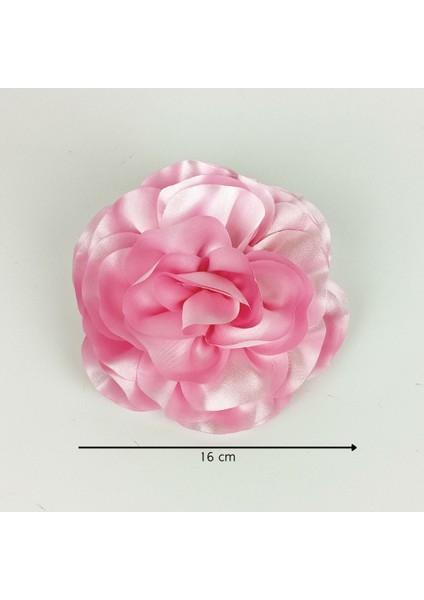 El Yapımı Büyük Pembe Saten Gül Klipsli Toka fiyatları