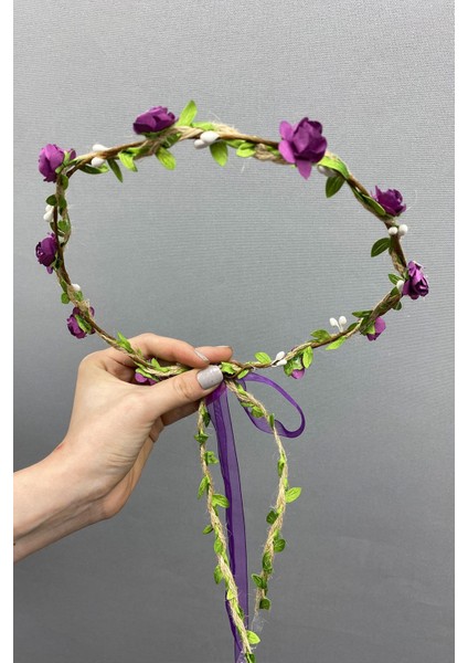 Açık Mor Kagıt Güllü Yapraklı Nedime Tacı ve Hediyelik Çocuk Tacı fiyatları