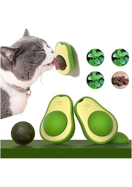 Avokado Kedi Çimi Kedi Oyuncağı Yalama Topu Doğal Kedi Nanesi 360 Derece Dönen Top