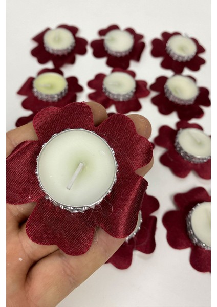 Bordo Hediyelik Kına El Mumu 12 Li