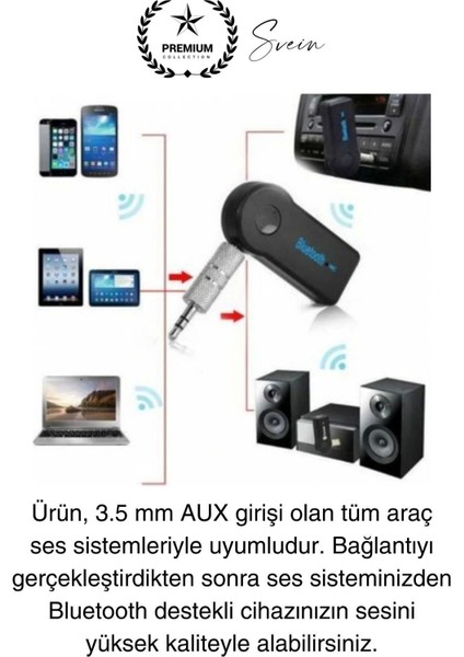 Şarjlı Blutooth Aux Araç Kiti Müzik Ses Alıcı Adaptörü 3.5mm Jak Tv Telefon Kablosuz Bağlantı modelleri