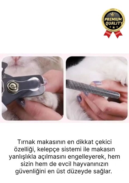 Premium Çelik Uçlu Güvenlik Kelepçeli Kilitli Kedi Köpek Evcil Hayvan Tırnak Makası ve Törpü Seti modelleri