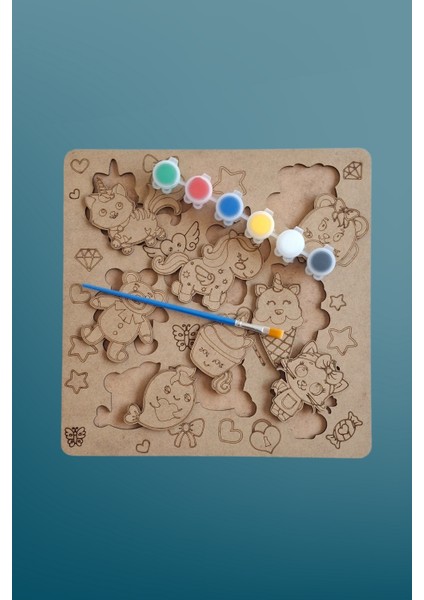 Çocuklar Için Zeka ve Beceri Geliştiren Ahşap Boyama Puzzle Seti