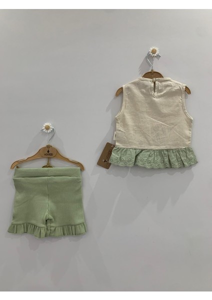 Kız Bebek Çiçek Nakışlı 2'li Yazlık Takım fiyatları